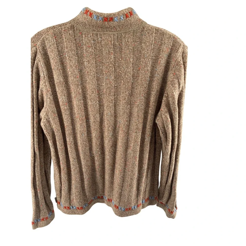 Fall Womens Petite M Quarter‎ Zip Sweater Mock Neck Embroidered Pullover - Picture 2 of 5